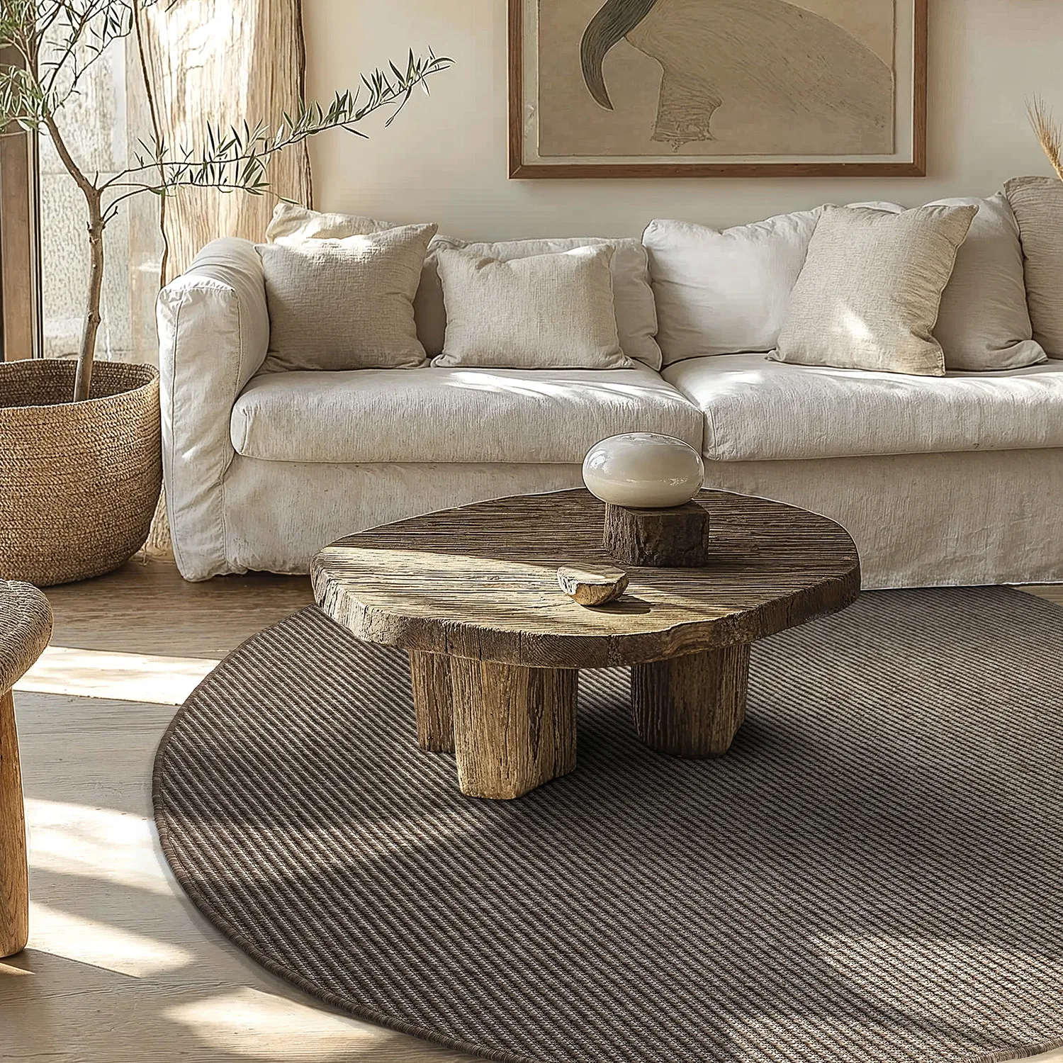 Rundt teppe - Indoor/Outdoor Bennett (beige)