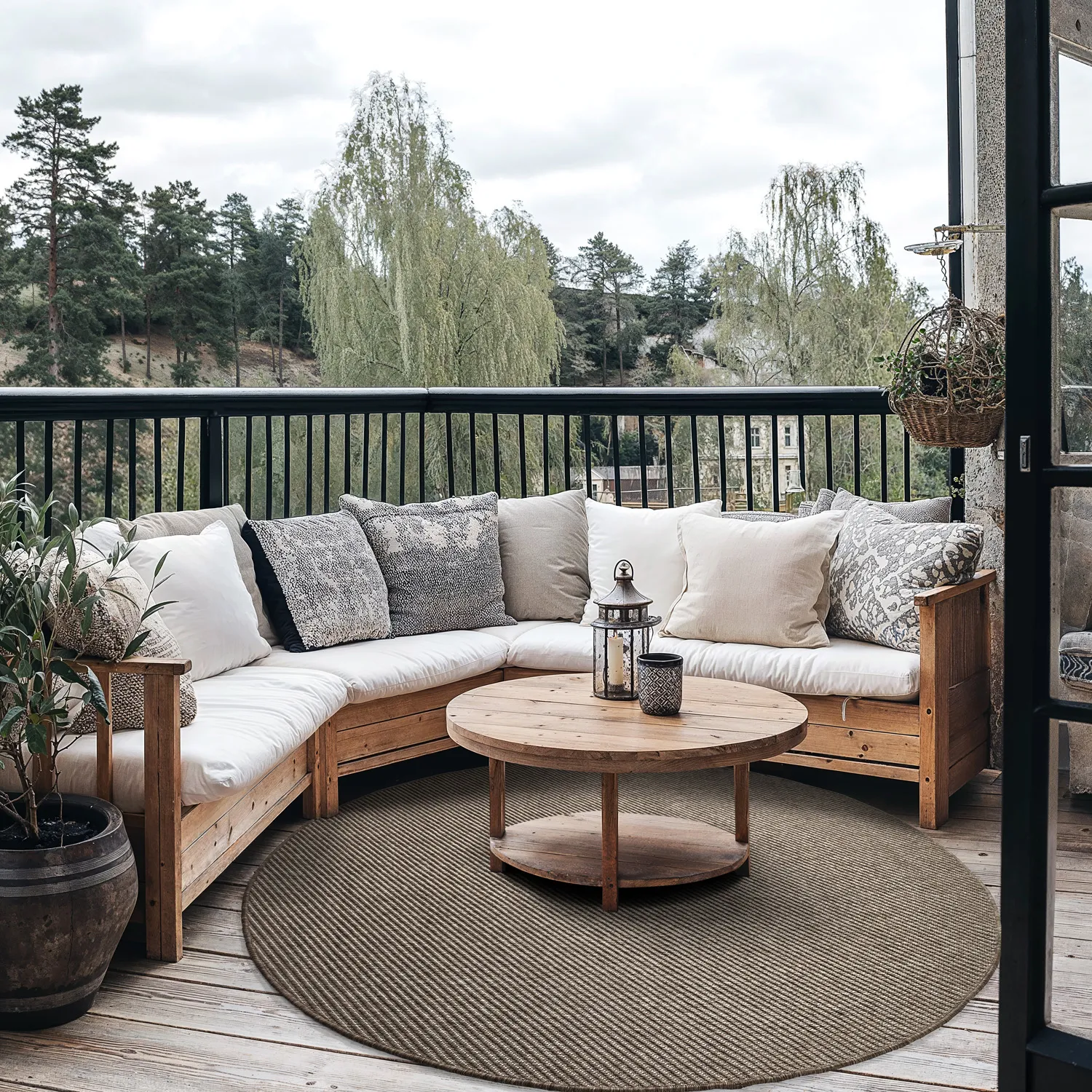 Rundt teppe - Indoor/Outdoor Bennett (beige)