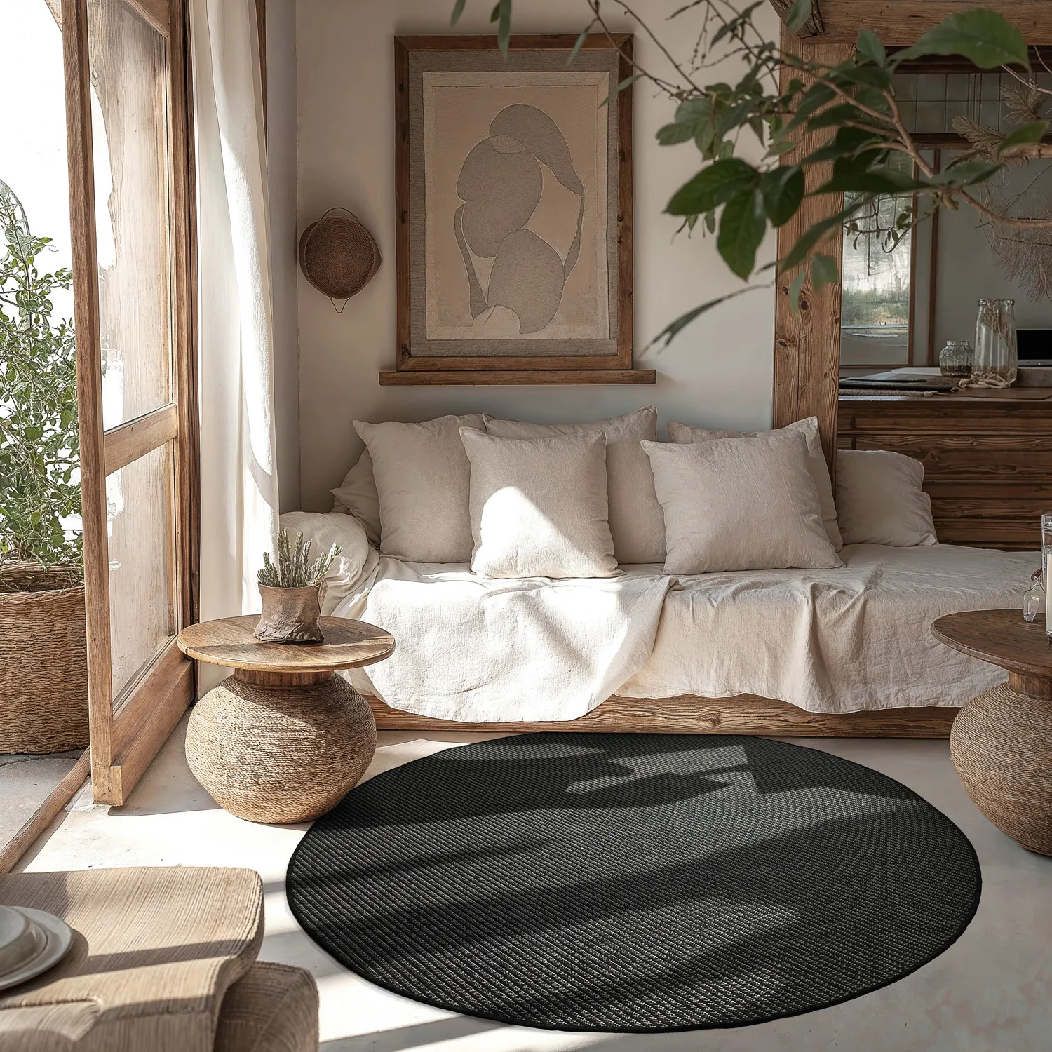 Rundt teppe - Indoor/Outdoor Bennett (svart)