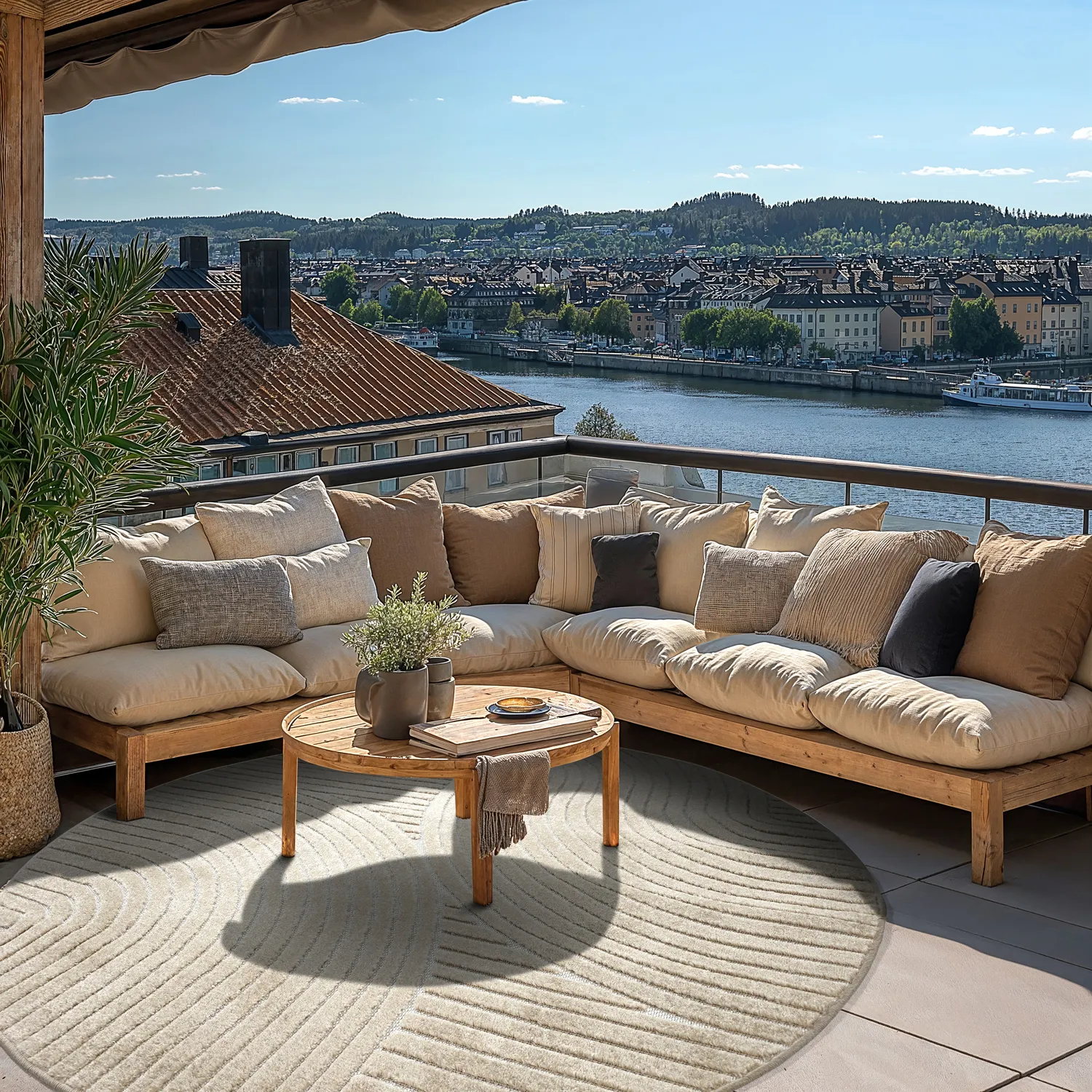 Rundt teppe - Indoor/Outdoor Devon (beige)