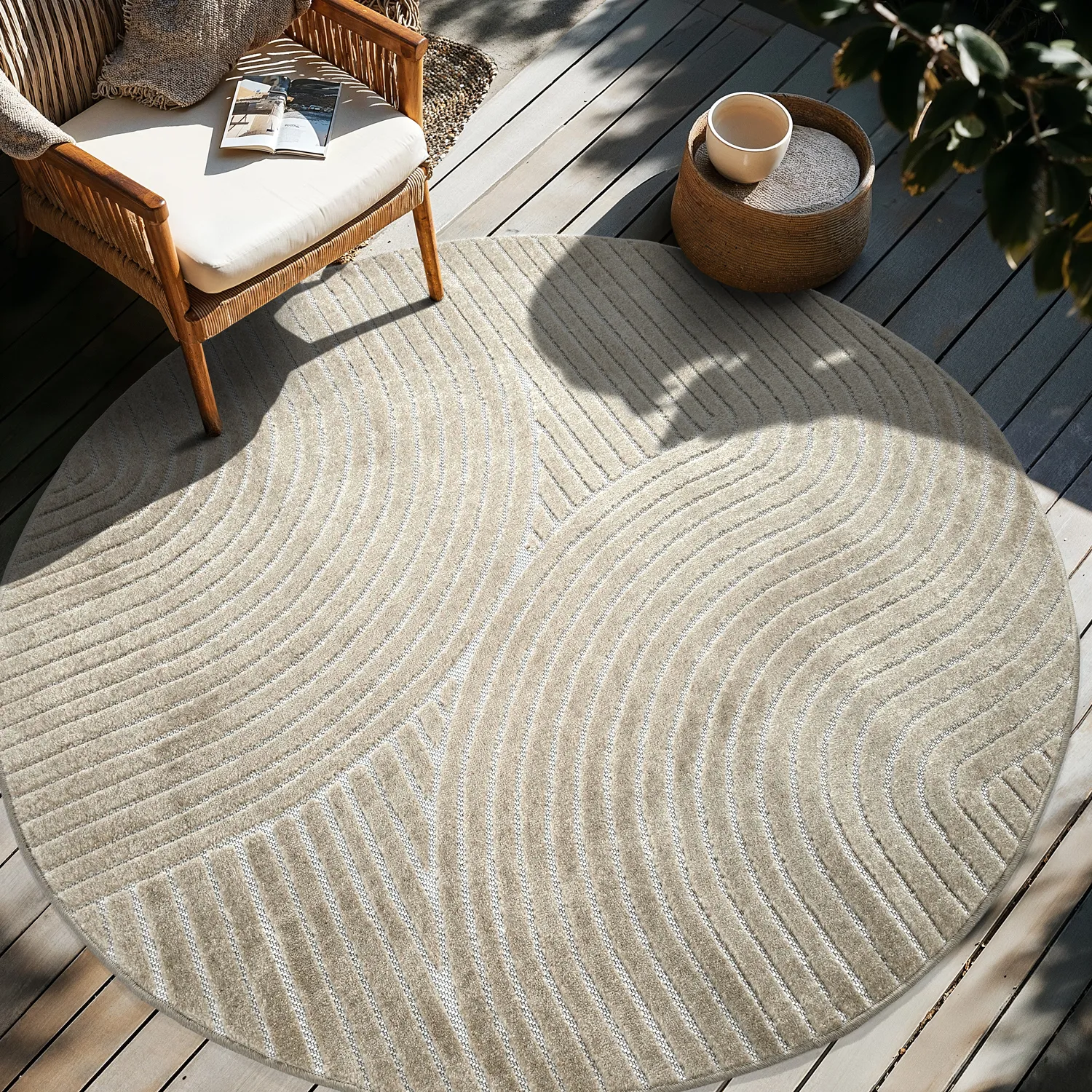 Rundt teppe - Indoor/Outdoor Devon (beige)