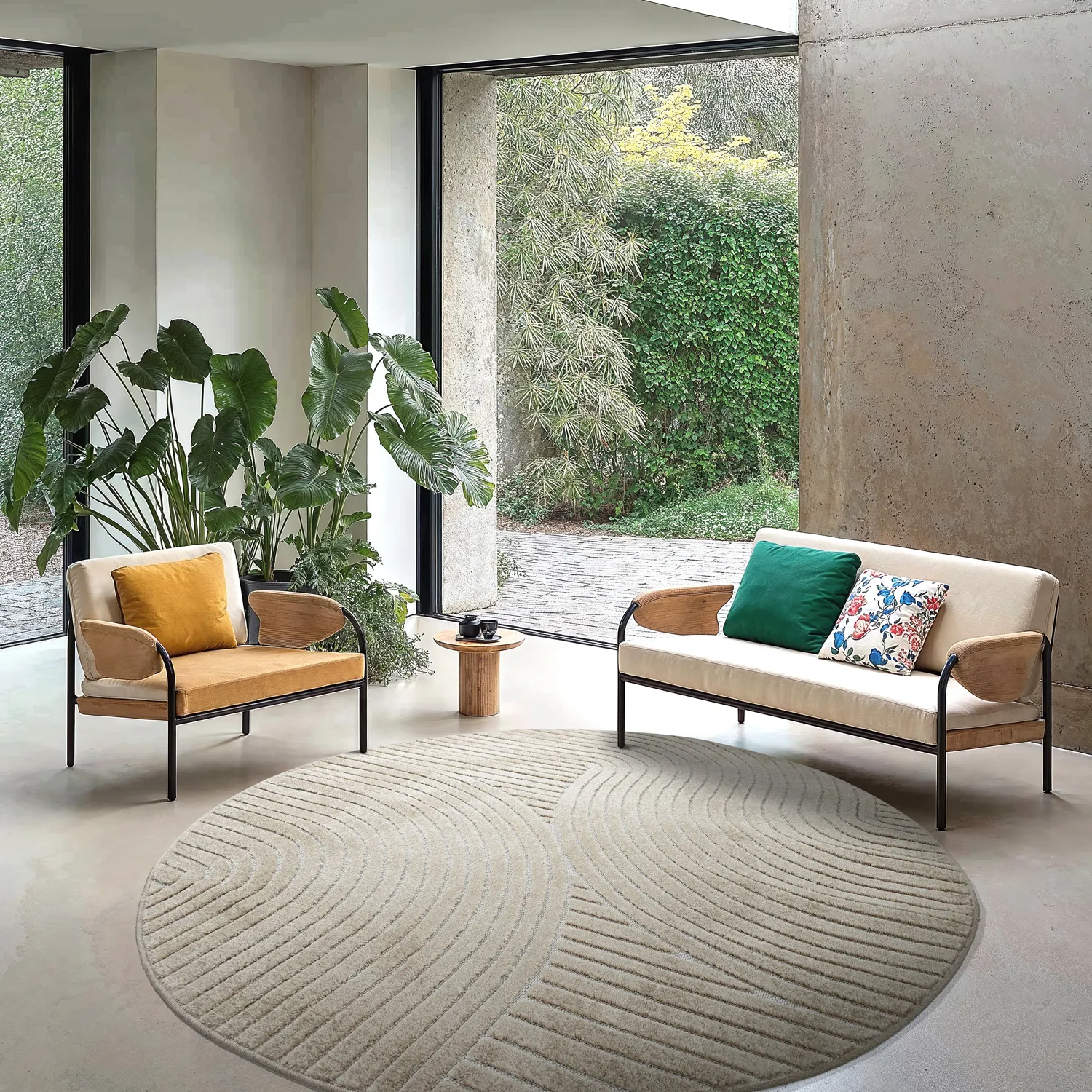 Rundt teppe - Indoor/Outdoor Devon (beige)