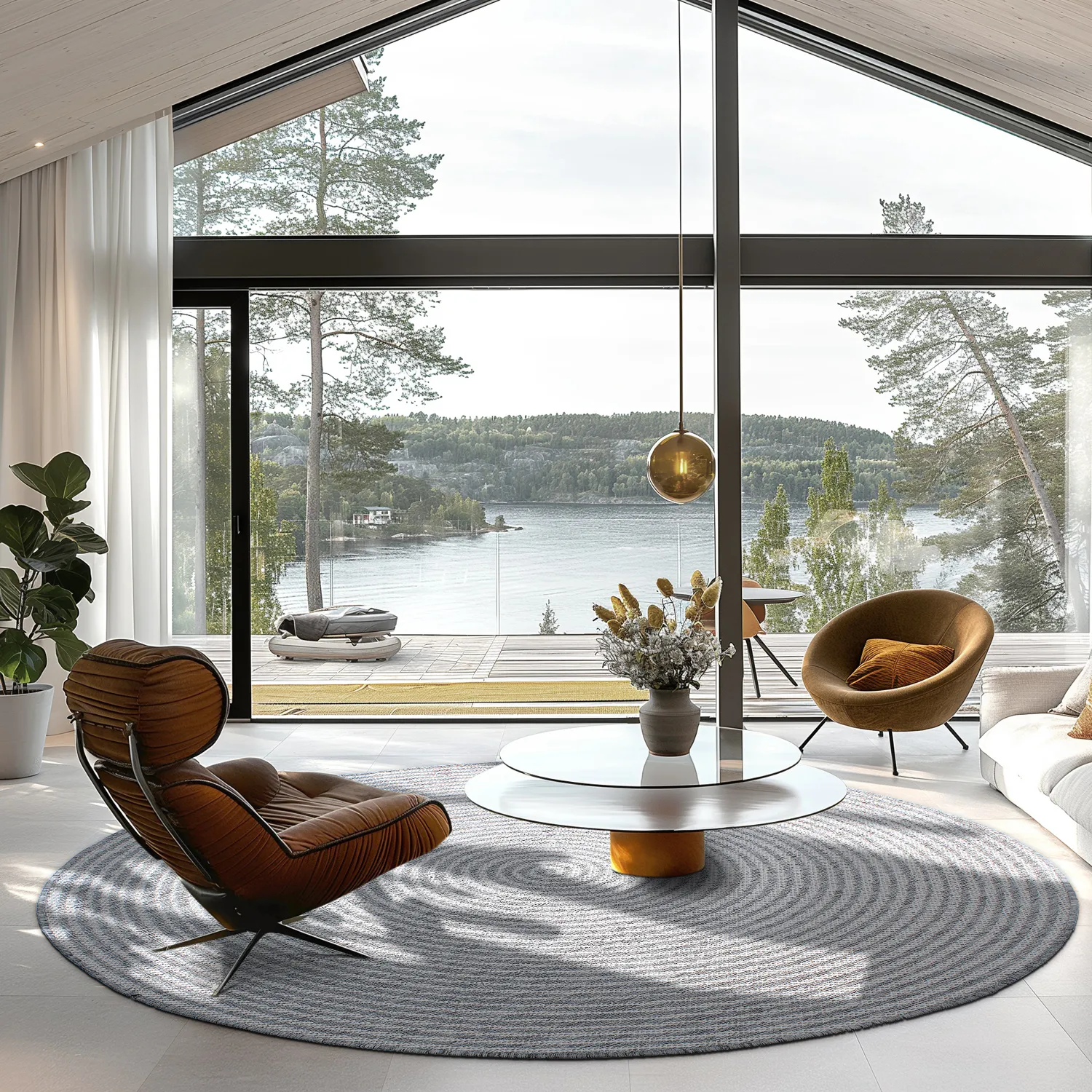 Rundt teppe - Ferragudo (grå)