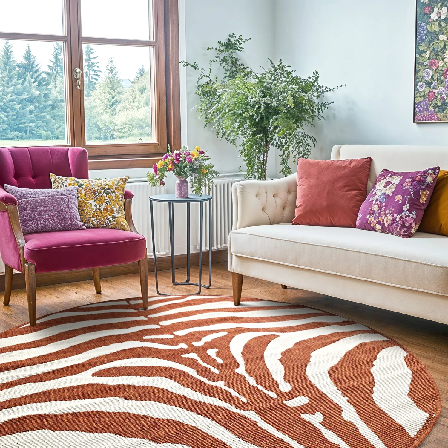 Rundt teppe - Indoor/Outdoor Winona (oransje)