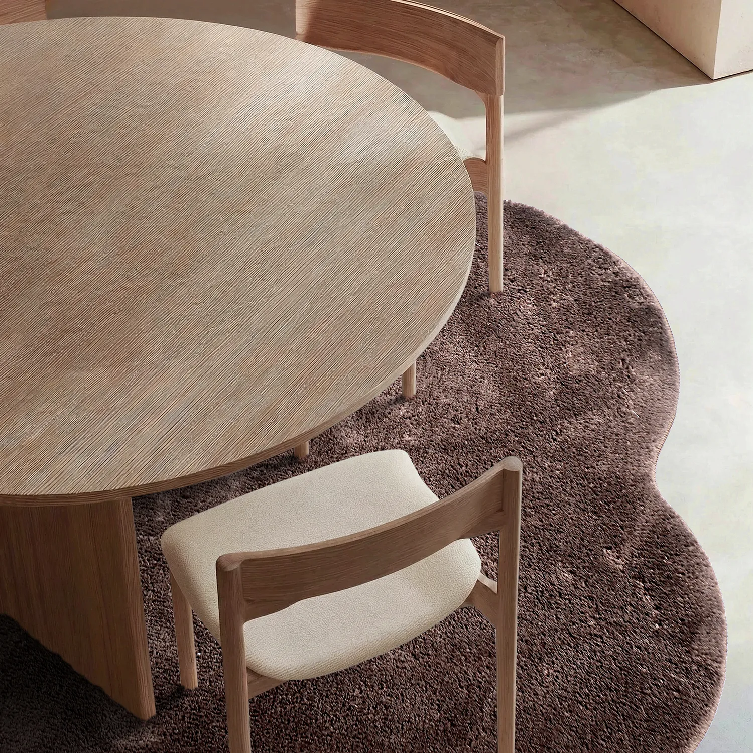 Rundt Bølgete Teppe - Aranga Super Soft Fur (mørk brun)