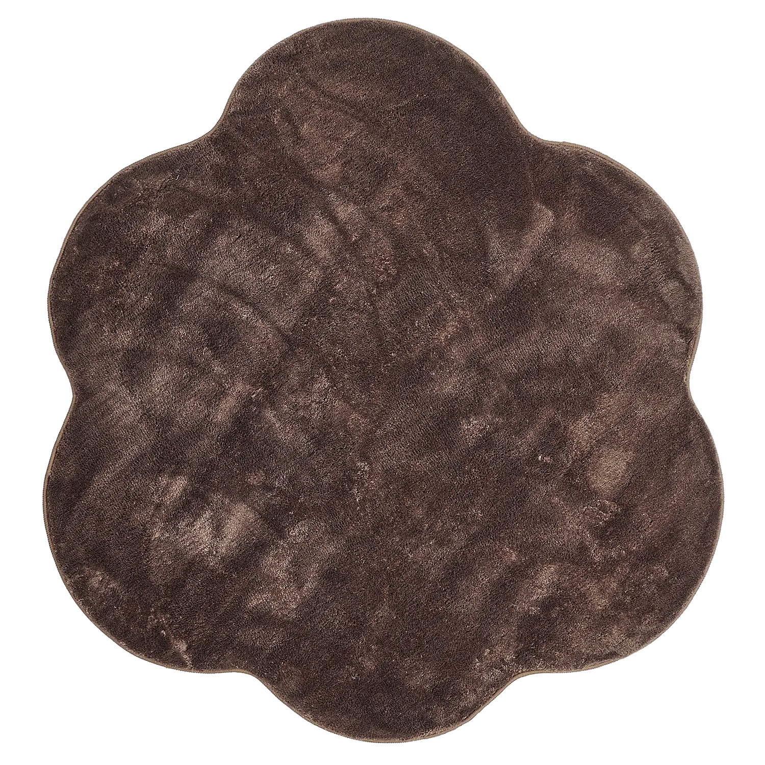 Rundt Bølgete Teppe - Aranga Super Soft Fur (mørk brun)
