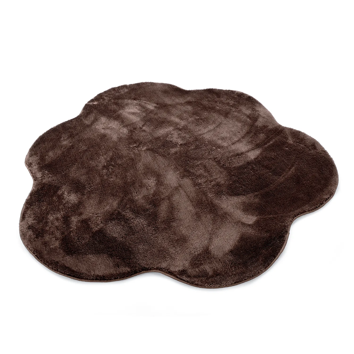 Rundt Bølgete Teppe - Aranga Super Soft Fur (mørk brun)