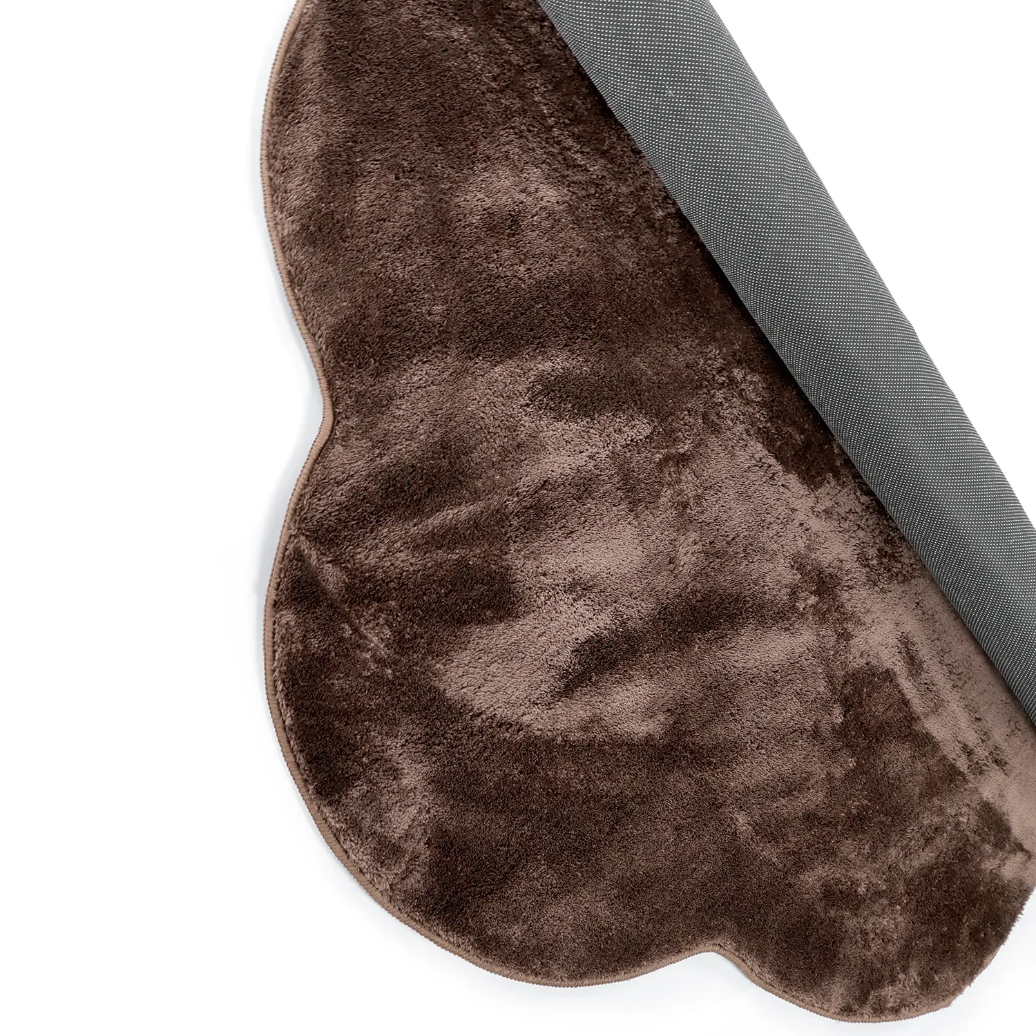 Rundt Bølgete Teppe - Aranga Super Soft Fur (mørk brun)
