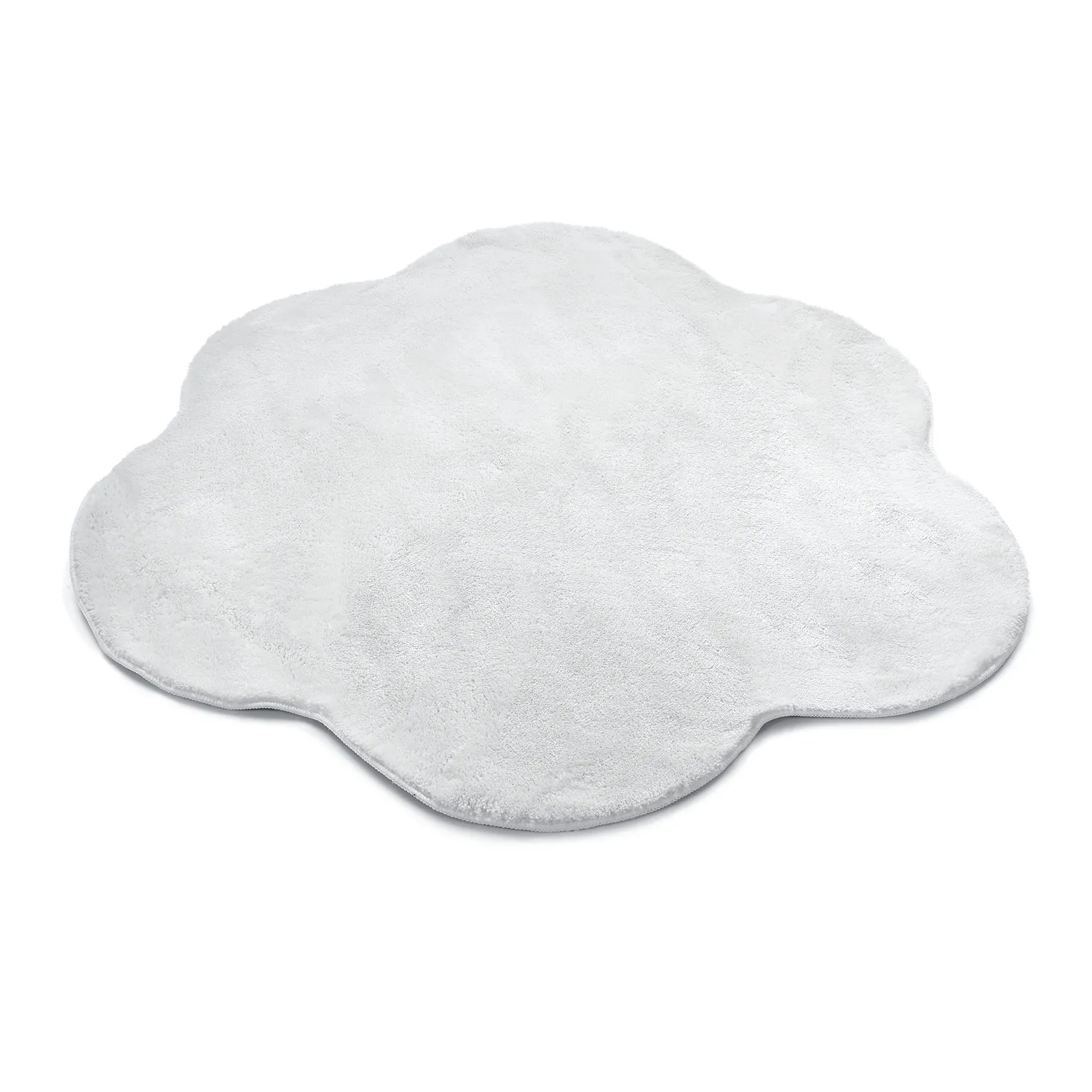 Rundt Bølgete Teppe - Aranga Super Soft Fur (hvit)