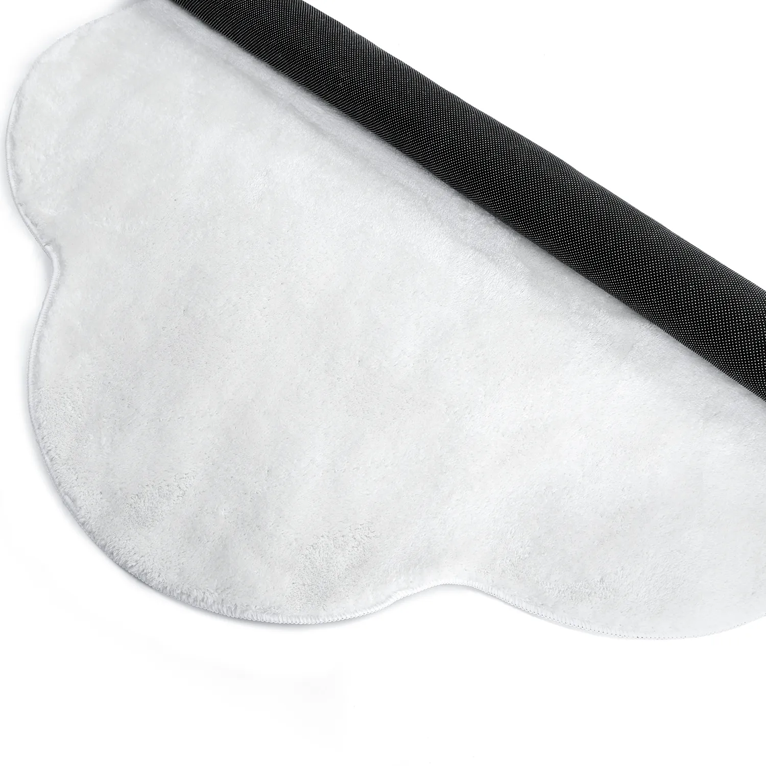 Rundt Bølgete Teppe - Aranga Super Soft Fur (hvit)