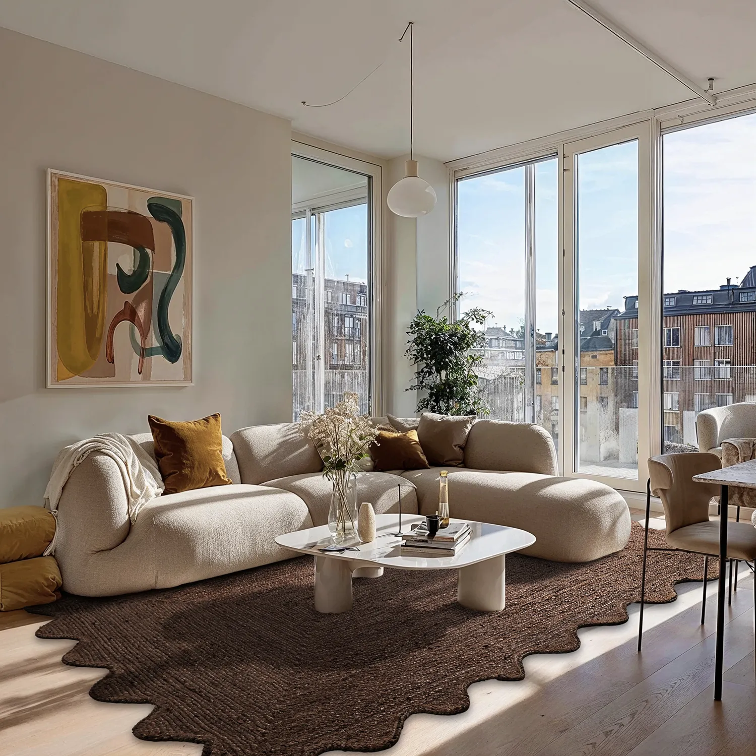 Bølget juteteppe - San Francisco (brun)