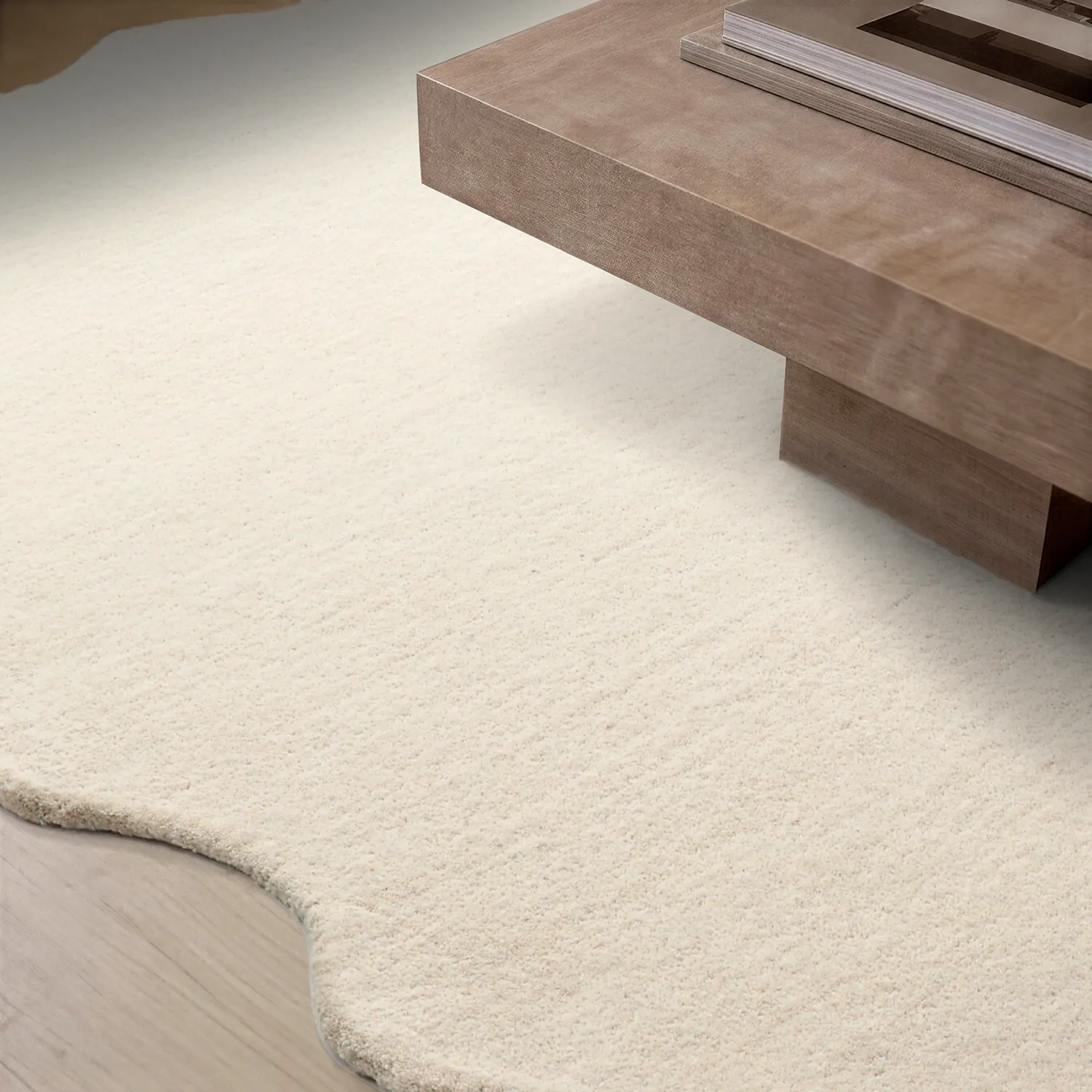 Bølget ullteppe - Diu Hand Tufted Wool Premium (krem)