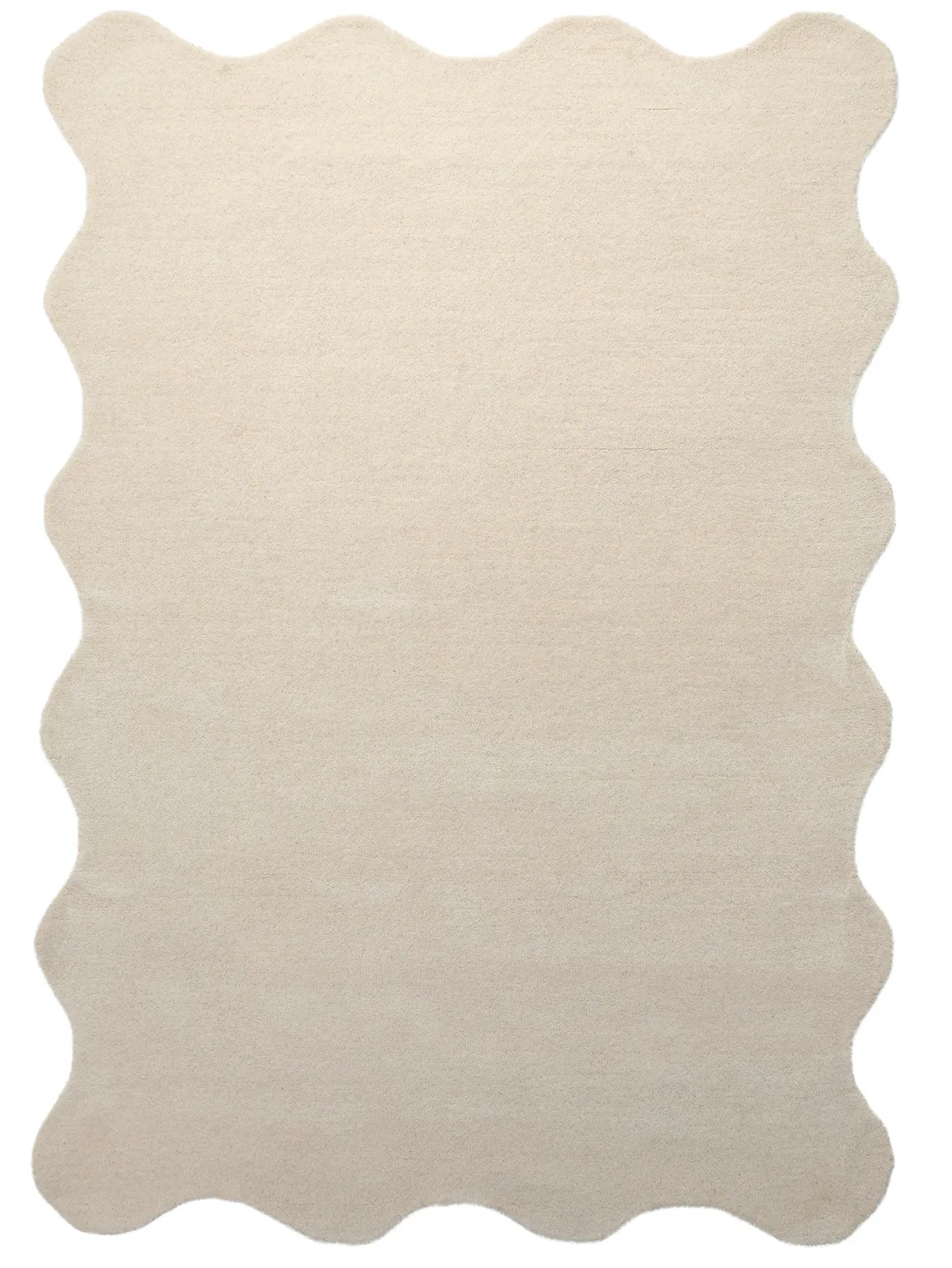 Bølget ullteppe - Diu Hand Tufted Wool Premium (krem)
