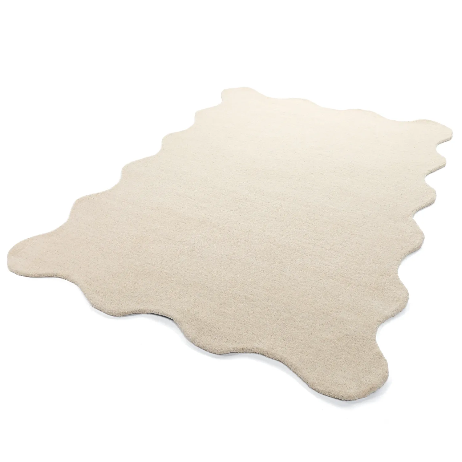 Bølget ullteppe - Diu Hand Tufted Wool Premium (krem)