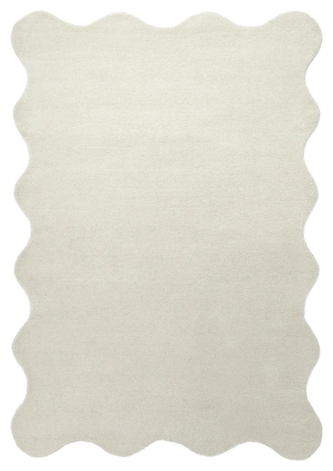 Bølget ullteppe - Diu Hand Tufted Wool Premium (hvit)