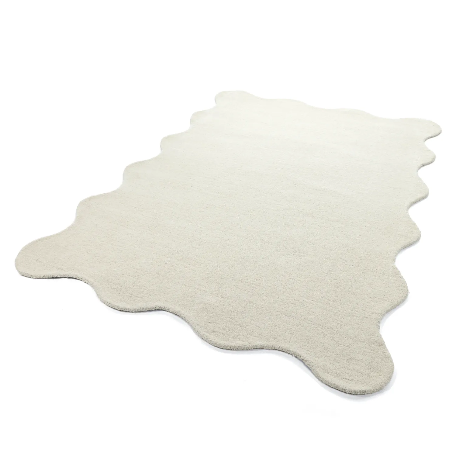 Bølget ullteppe - Diu Hand Tufted Wool Premium (hvit)