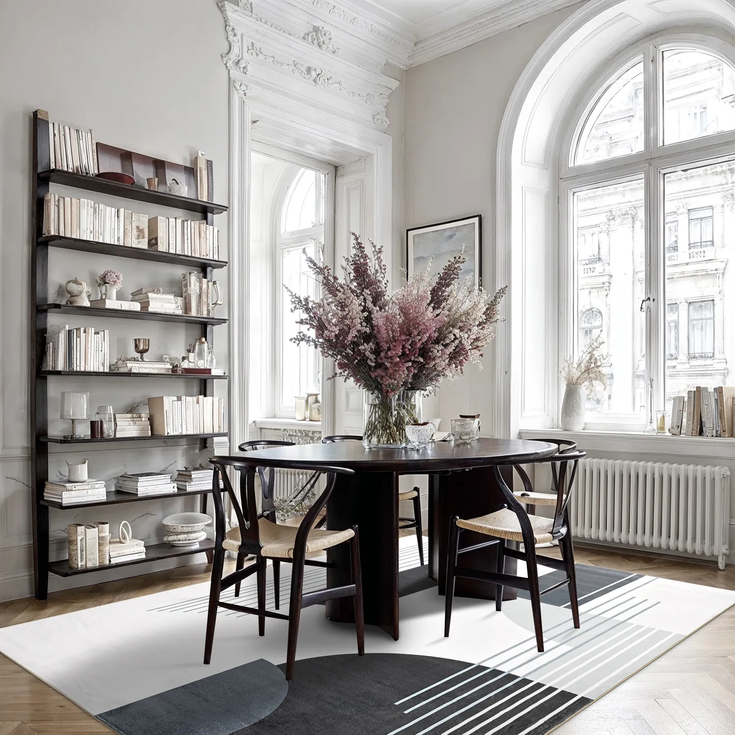 Wilton-teppe - Delft (hvit/grå/svart)