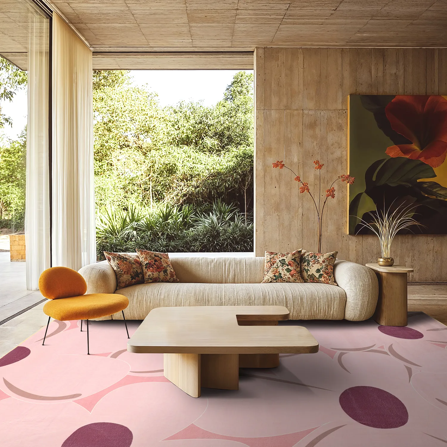 Wilton-teppe - Honfleur (rosa/multi)