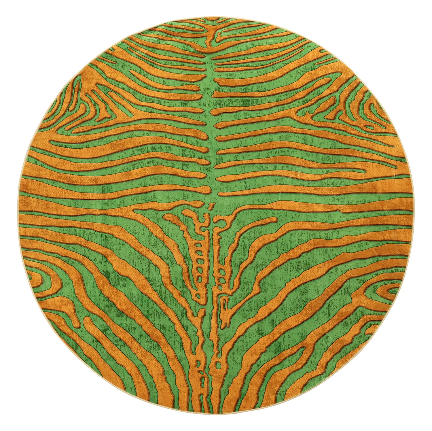 Rundt teppe - Zebra (grønn/oransje)