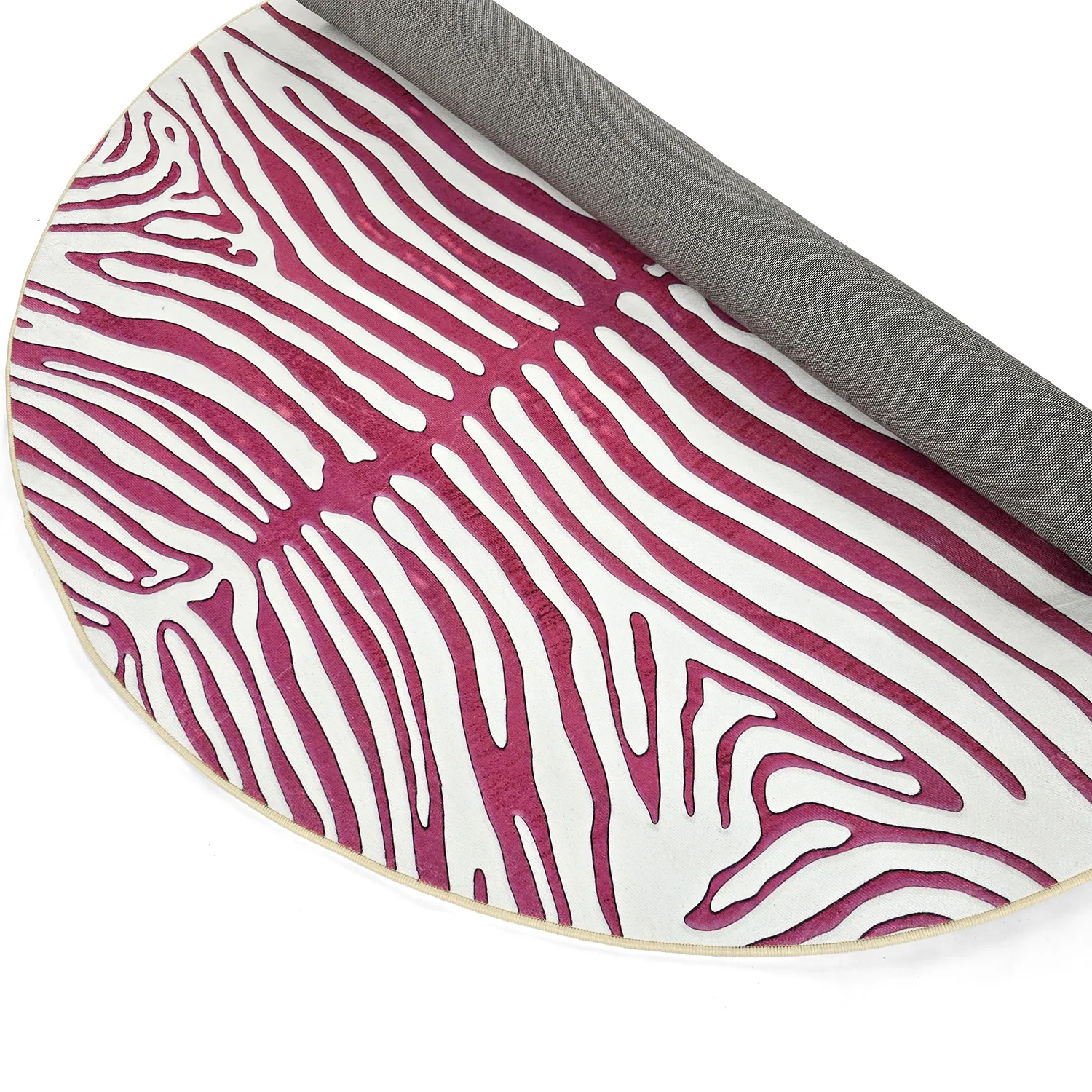 Rundt teppe - Zebra (rosa)