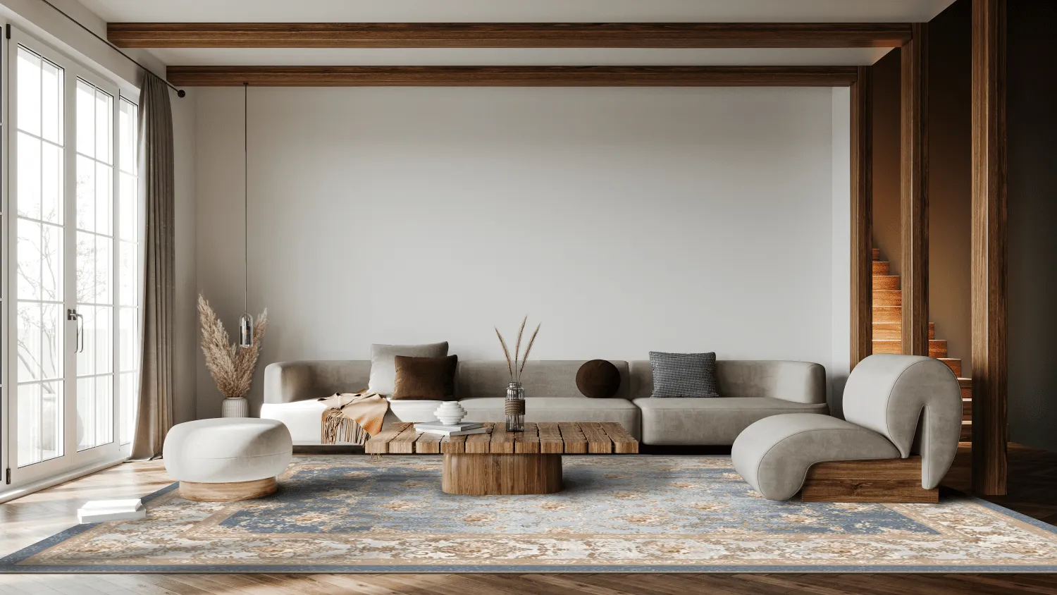 Wilton-teppe - Zafer (grå/beige)